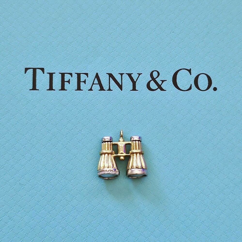 RARE Vintage Tiffany & Co. 18k Yellow Gold White Gold Binoculars Pendant Charm.